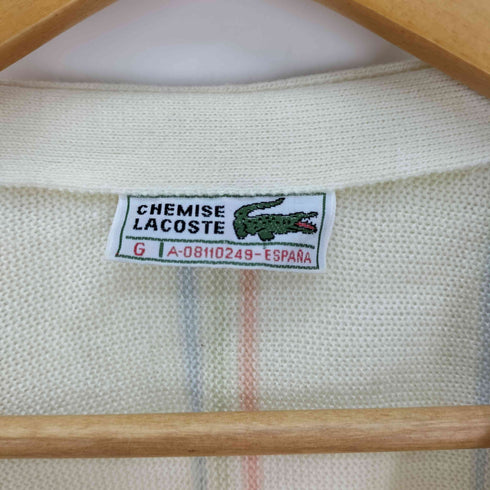 ラコステ LACOSTE 70-80S スペイン製 ロゴ刺繍 ストライプ アクリル カーディガン メンズ  G